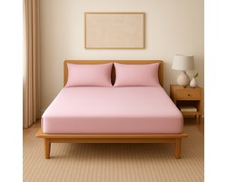 Saphira Molton Hoeslaken – Beschermend & Ademend – 80% Katoen & 20% Polyester – Badstof & Rekbaar – B 160 x L 200 cm + 30 cm hoekhoogte – Roze