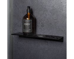 Saqu Aqua Planchet Badkamer - zonder Boren - 33x9,5x3,5cm - Mat Zwart - Wandrek - Wandplank - Doucherek