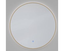Saqu Cerchio Ronde Spiegel - met LED Verlichting - Ø 100 cm - Voorgemonteerd - Messing - Badkamerspiegel - Wandspiegel