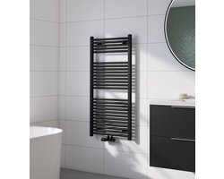 Saqu Cole Handdoekradiator - 120 x 60 cm - 700W - Verwarming Badkamer - Mat Zwart - Handdoekrek Radiator