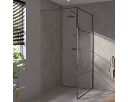 Saqu Devine industriële inloopdouche incl. antikalkbehandeling 120x210cm mat zwart