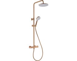 Saqu Eurotrend 225 regendoucheset met 4 straalsoorten Ø23cm geborsteld koper