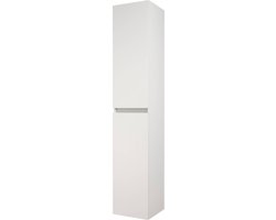 Saqu Gaia Badkamerkast Voorgemonteerd - 35x34x180 cm - Glans Wit - Kolomkast Badkamer Hoog - Opbergkast