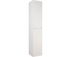 Saqu Gaia Badkamerkast Voorgemonteerd - 35x34x180 cm - Glans Wit - Kolomkast Badkamer Hoog - Opbergkast