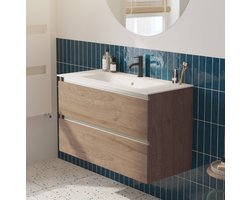 Saqu Gaia Badkamermeubel Set - 101x46 cm - Voorgemonteerd - Bruin - Wastafelmeubel - Badmeubel