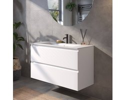 Saqu Gaia Badkamermeubel Set - 101x46 cm - Voorgemonteerd - Wit - Wastafelmeubel - Badmeubel