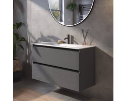 Saqu Gaia Badkamermeubel Set - 101x46 cm - Voorgemonteerd - Zwart - Wastafelmeubel - Badmeubel