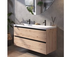 Saqu Gaia Badkamermeubel Set - 120x51,5 cm - Voorgemonteerd - Eiken - Wastafelmeubel - Badmeubel