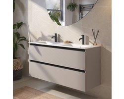 Saqu Gaia Badkamermeubel Set - 121x46 cm - Voorgemonteerd - Mat Greige - Wastafelmeubel - Badmeubel