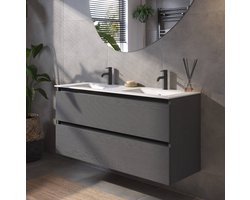 Saqu Gaia Badkamermeubel Set - 121x46 cm - Voorgemonteerd - Zwart - Wastafelmeubel - Badmeubel