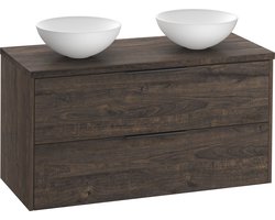 Saqu Lima badmeubel incl. afdekblad 120x51x62cm kasteel bruin – mat zwarte greep