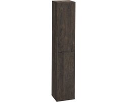 Saqu Lima hoge kast met mat zwarte greep 35x32x180cm kasteel bruin