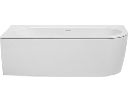 Saqu Line Half Vrijstaand Bad - 2-Ligzijdes - met Hoek Links - 160x75 cm - Glans Wit Acryl - Incl. Afvoerplug - Badkuip - Ligbad
