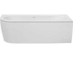 Saqu Line Half Vrijstaand Bad - 2-Ligzijdes - met Hoek Rechts - 160x75 cm - Glans Wit Acryl - Incl. Afvoerplug - Badkuip - Ligbad