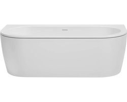 Saqu Line Ligbad - Half vrijstaand Bad - 160x75cm - Wit Hoekbad - incl. Afvoerplug Wit - Thermostaatkraan