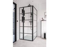 Saqu Miralo Douchecabine - met Draaideur - 90x90x200 cm - Veiligheidsglas - Antikalk - Mat Zwart - Douchewand