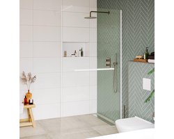 Saqu Modulo Inloopdouche - 100x210 cm - Veiligheidsglas - Inclusief Handdoekhouder - Mat wit