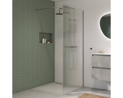 Saqu Modulo inloopdouche incl. antikalk 100x210cm geribbeld glas gunmetal