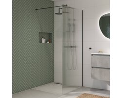 Saqu Modulo inloopdouche incl. antikalk 120x210cm geribbeld glas mat zwart