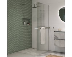 Saqu Modulo inloopdouche incl. antikalk 120x210cm geribbeld glas met handdoekhouder gunmetal