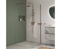 Saqu Modulo inloopdouche incl. antikalk 80x210cm geborsteld koper