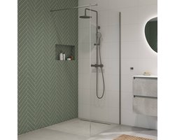 Saqu Modulo inloopdouche incl. antikalk 90x210cm gunmetal