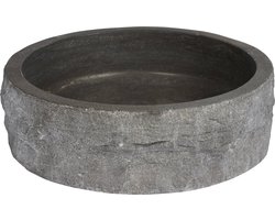 Saqu Raw Ronde Waskom - Ø 40x12 cm - Natuursteen - Zwart - Wastafel - Opbouw