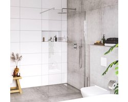 Saqu Solo Douchewand - Incl. Antikalk 70x200 cm - Nanoglas/- Aluminium - Inloopdouche