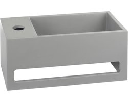 Saqu Tenno fontein links 35x20cm met handdoekhouder beton-look