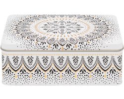 Sara Miller London - Bewaarblik Artisanne Noir - Zwart/Wit/Goud - Rechthoek - Blik - 19,5 x 15,4 x 7,5 cm