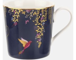 Sara Miller London - Chelsea Mug Navy - Mok - Navy blauw - Vogels - Ø 9,8 cm, H 10,6 cm, 0,34 l