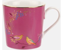 Sara Miller London - Chelsea Mug Pink - Mok - Roze - Vogels - Ø 9,8 cm, H 10,6 cm, 0,34 l