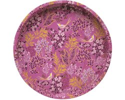 Sara Miller London - Dienblad Haveli Garden - Zangvogels - Roze - Blik - Rond - Ø 31 cm
