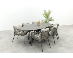 Sara/GI Scotland 6-persoons ovale tuinset 230x115 cm. - Antraciet