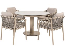 Sarah Piacenza dining tuinset 120xH75 cm 5 delig keramiek latte Taste 4SO