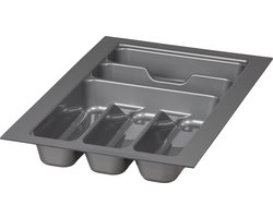 Sareva Bestekbak - Aanpasbare Lade Inzet - Uitschuifbare Bestekhouder - Cutlery Tray - Kunststof Grijs - Verstelbaar 24,5-31,5 cm