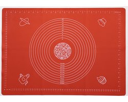 Sareva Siliconen Bakmat - Deegmat - Anti-Kleef Onderlaag - Baking Mat - Rood, Vaatwasserbestendig - 70 x 50 cm