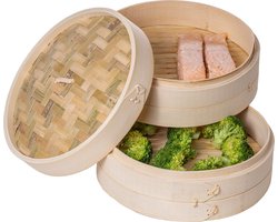 Sareva Stoommandje / Dim Sum mandje / serveermandje - Bamboe - 2-laags - ø 25 cm