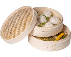 Sareva Stoommandje / Dim Sum mandje / serveermandje - Bamboe - 2-laags - ø 30 cm