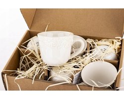 Sarmatia Mokken met Schotels 120ml - 6 Stuks - Keramiek - Beige