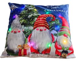 Sasemy Kerstdecoratie – Kussenhoes met verlichting en vulling – Kerst Kussen met Gnoompjes – 1 stuk - Kerst