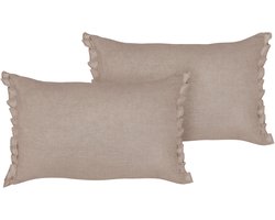 SASSAFRAS - Set van 2 kussens - Lichtbruin - 30 x 45 cm - Linnen