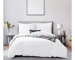 Satijn Beddengoed Queen Premium 160x200cm Wit met Gouden Bies