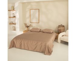 Satijn Dekbedovertrek - Portobello Taupe - 240 x 220 cm - 2 Persoons - Incl. 2 kussenslopen - Tweepersoons - Beddengoed - Dekbedhoes - Hoogwaardige kwaliteit - Beige