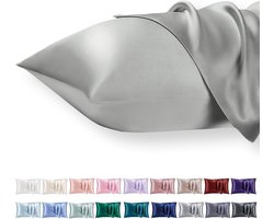 Satijn Kussensloop Lichtgrijs - Set van 2 - 40x60 cm