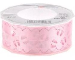 Satijn Lint Babyvoetjes Licht Roze 20 Meter