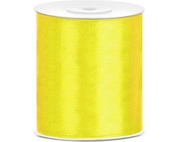 Satijn Lint Geel 100mm 25m