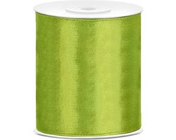 Satijn Lint Lime Groen 100mm 25m