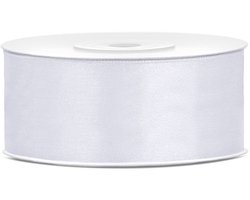 Satijn Lint Wit 25mm 25m