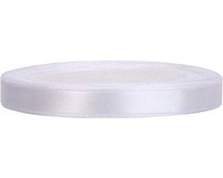 Satijn Lint, Wit 6 mm Breed, 25 Meter